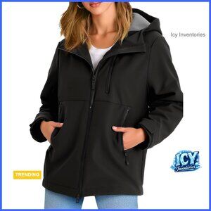 Fleece Lined Rain Jacket Waterproof Lightweight Windbreaker Hooded Softshell